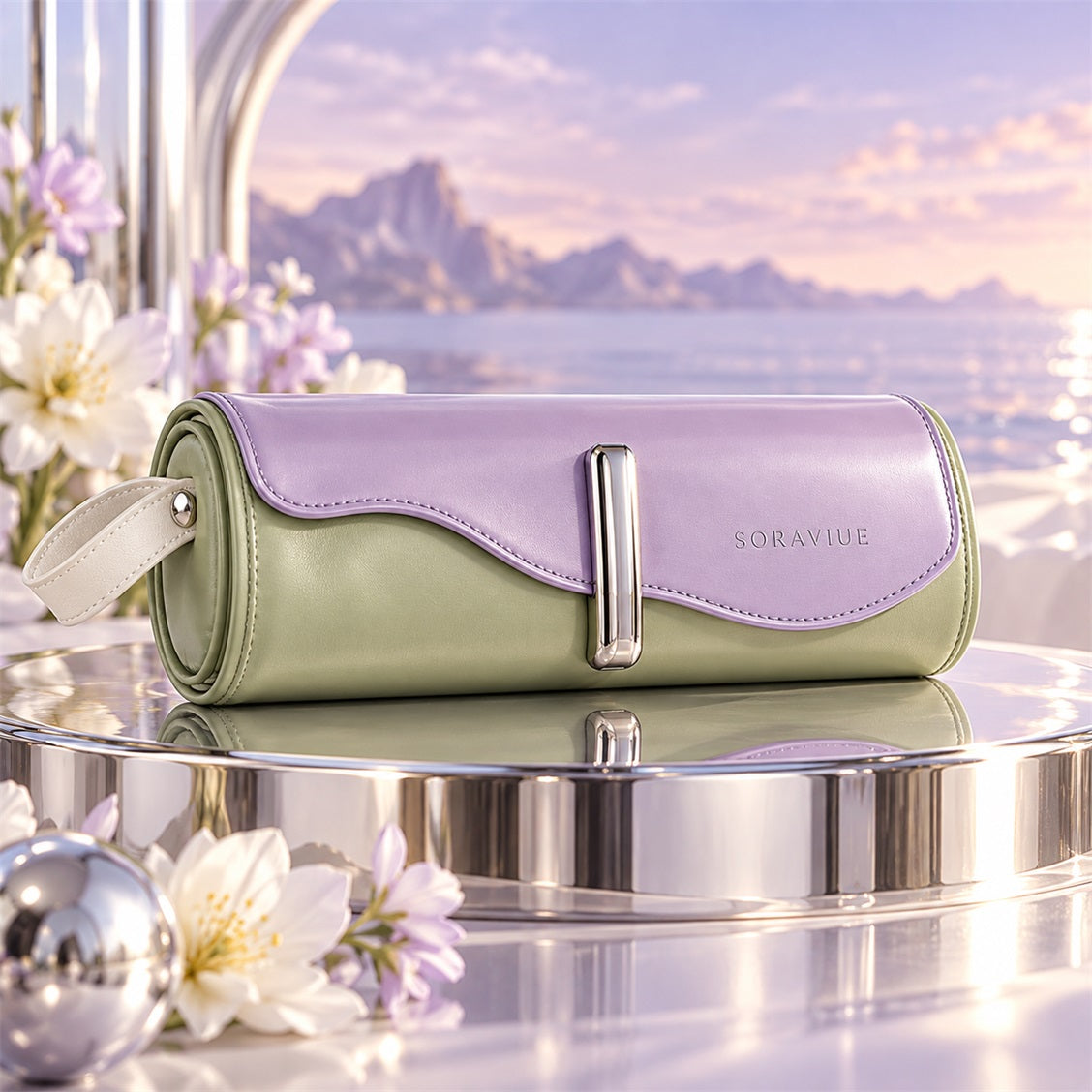 Soraviue Roll-Up Brush Organizer closed product view
