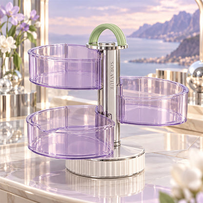 Soraviue Rotating Tier Beauty Organizer open organization view