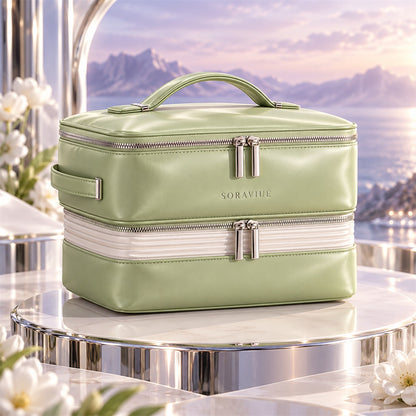 Soraviue Two-Level Travel Makeup Case closed product view